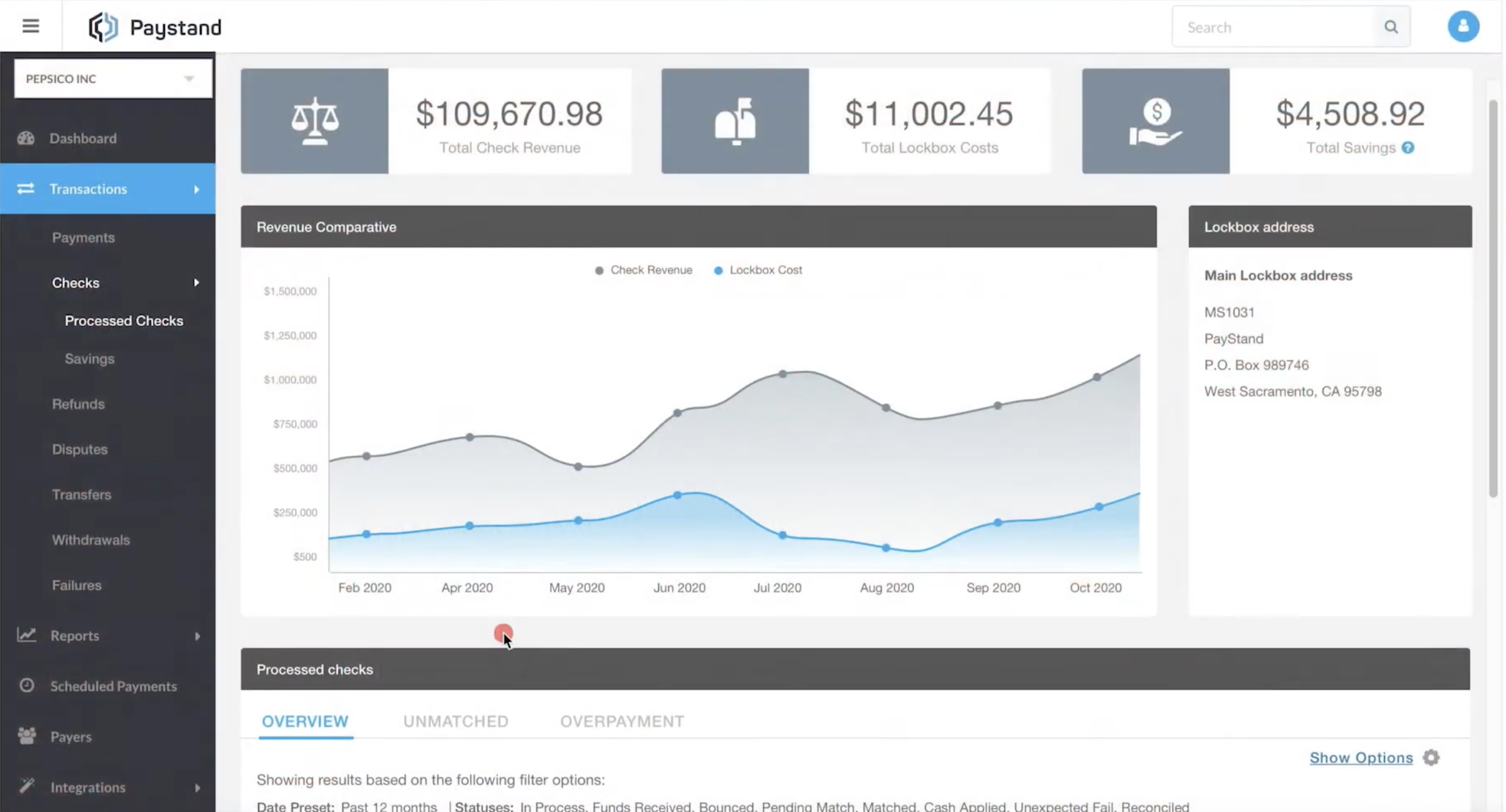 Paystand PaperCheck — Tracking view